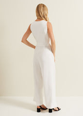 Retro Sleeveless Vest White Customizable Jump Suit