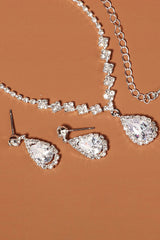 Rhinestone Drop Bridal Earrings Necklace Set