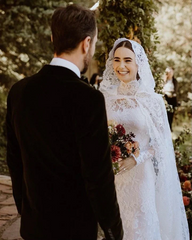 Romantic Long Mermaid White Lace Long Sleeves Backless Wedding Dress With Bridal Cape