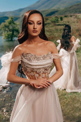 Romantic Off The Shoulder Princess Tulle Garden Prom Evening Dresses