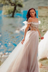 Romantic Off The Shoulder Princess Tulle Garden Prom Evening Dresses