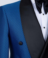 Royal Blue Latest Design Shawl Collar Double-Breasted Best Fit Men’s Suit