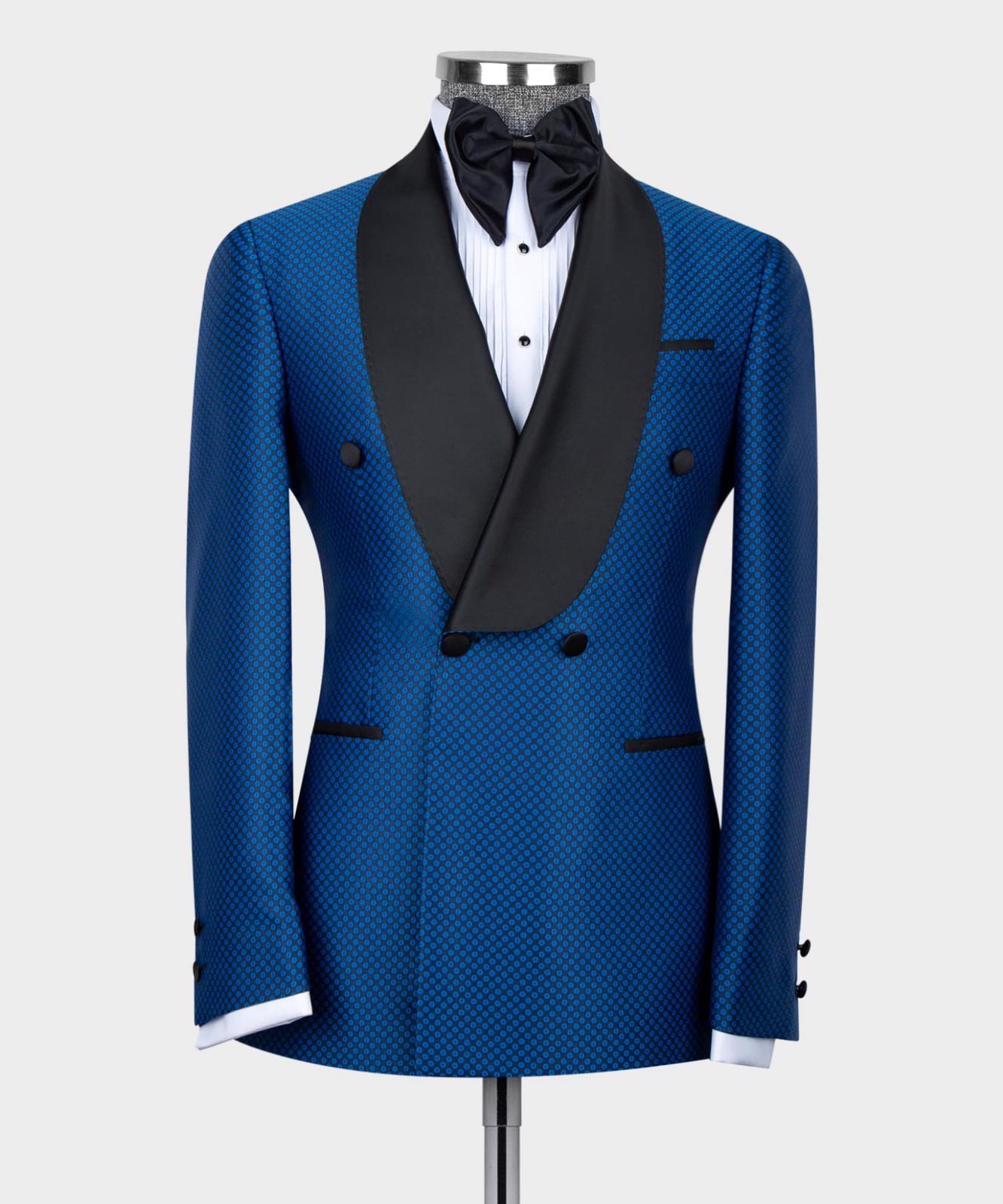 Royal Blue Latest Design Shawl Collar Double-Breasted Best Fit Men’s Suit
