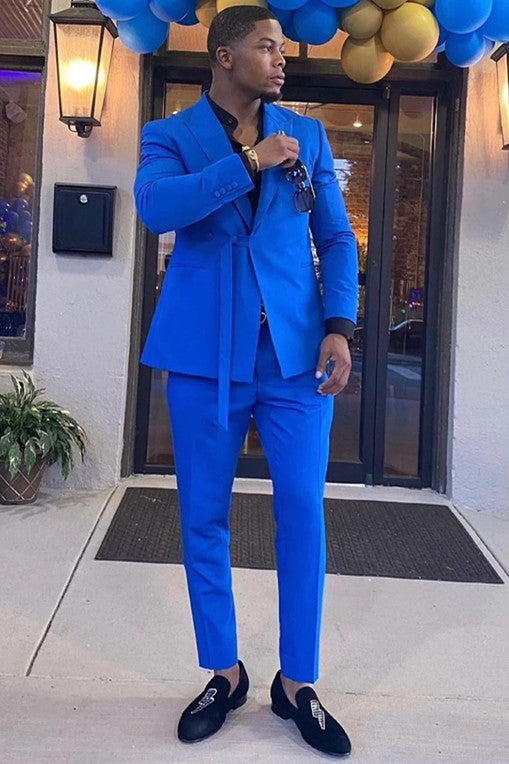Royal Blue Peak Lapel New Arrival Men’s Prom Suits
