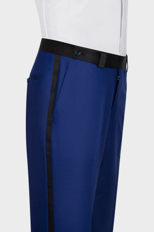 Royal Blue Shawl Collar Three-Piece Groom's Wedding Ensemble