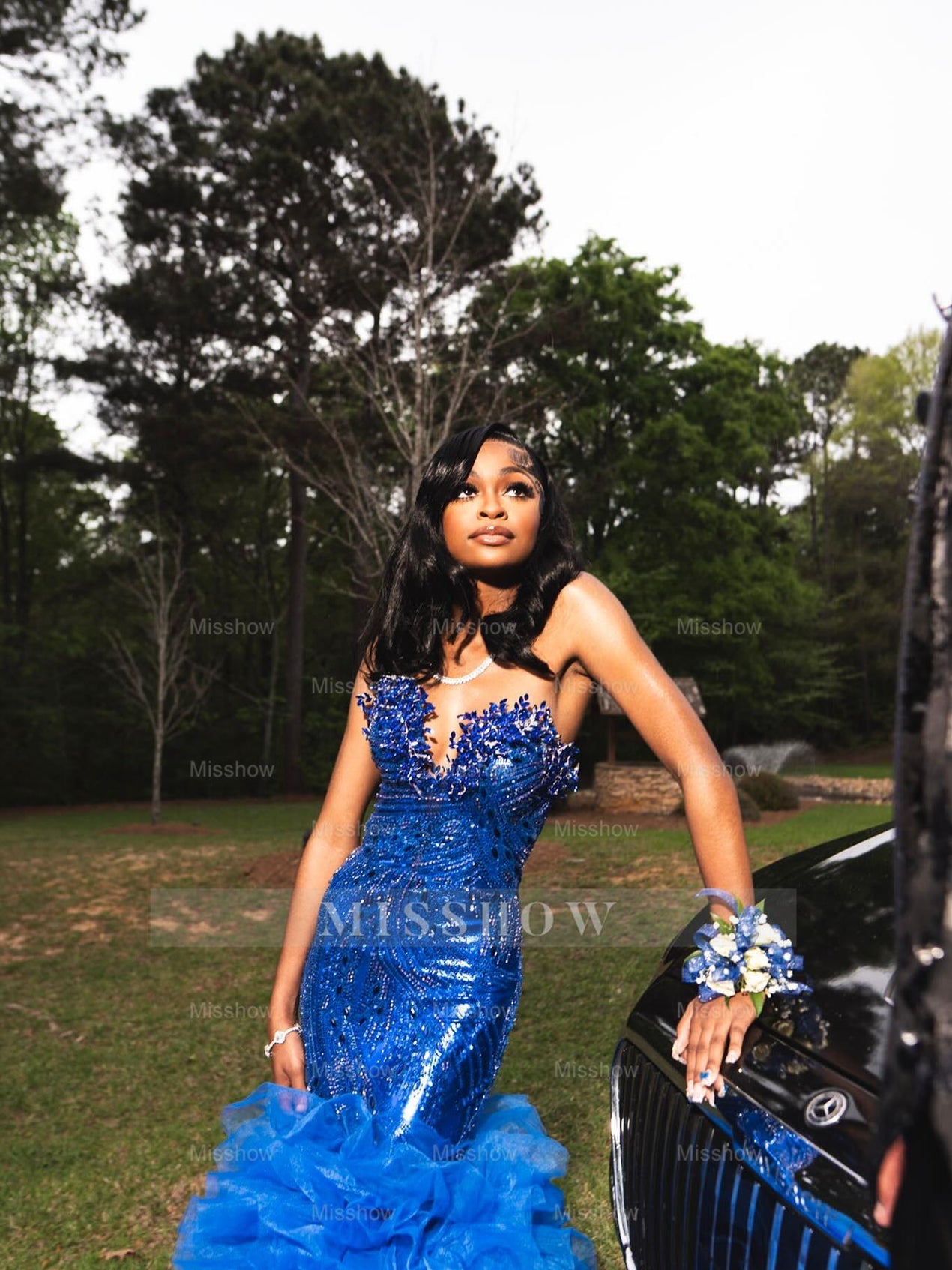 royal blue strapless prom dress Beaded Ruffle Ball Gown with Rhineston – Engagement Shoot Dress - Height 178cm Color:coral membersale25