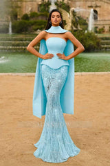 Sage Green High Neck Sleeveless Mermaid Lace Appliques Floor Length Formal Evening Gown