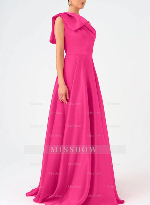Satin One-Shoulder A-Line Prom Dress with Bow(s) for the Mother of the Bride