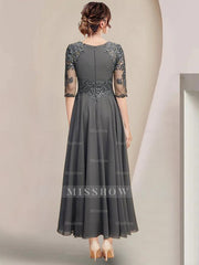 Scoop Neck Tea-Length A-Line Mother of the Bride Princess Dress
