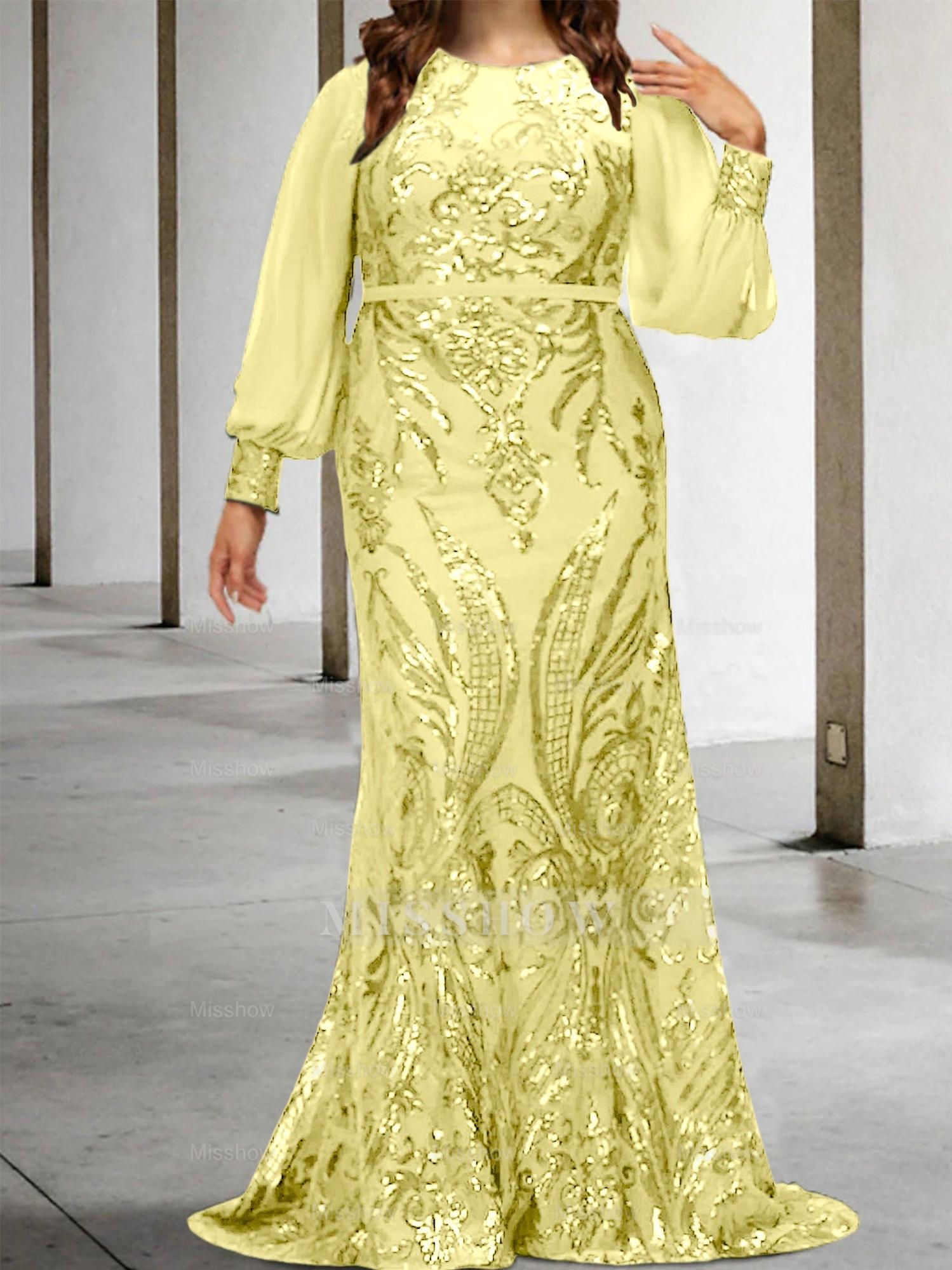 Sequined Mother of the Bride Sheath or Column Gowns