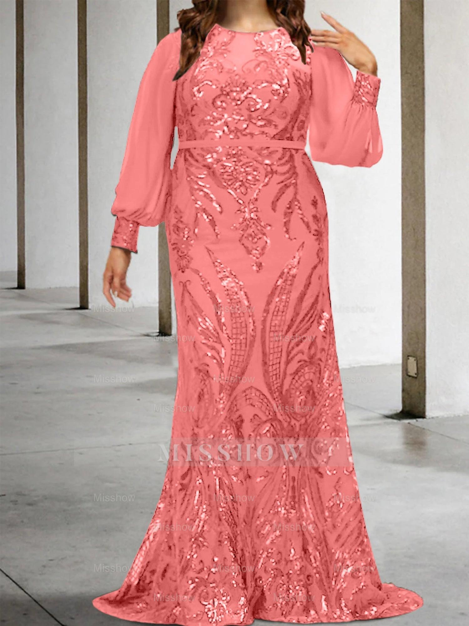 Sequined Mother of the Bride Sheath or Column Gowns