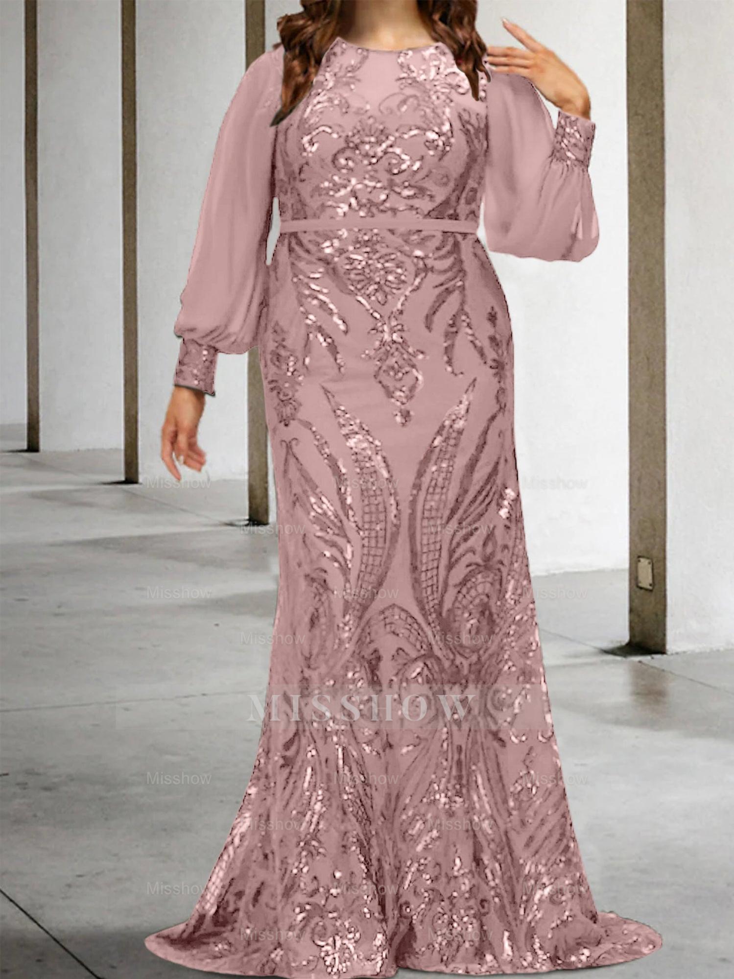 Sequined Mother of the Bride Sheath or Column Gowns