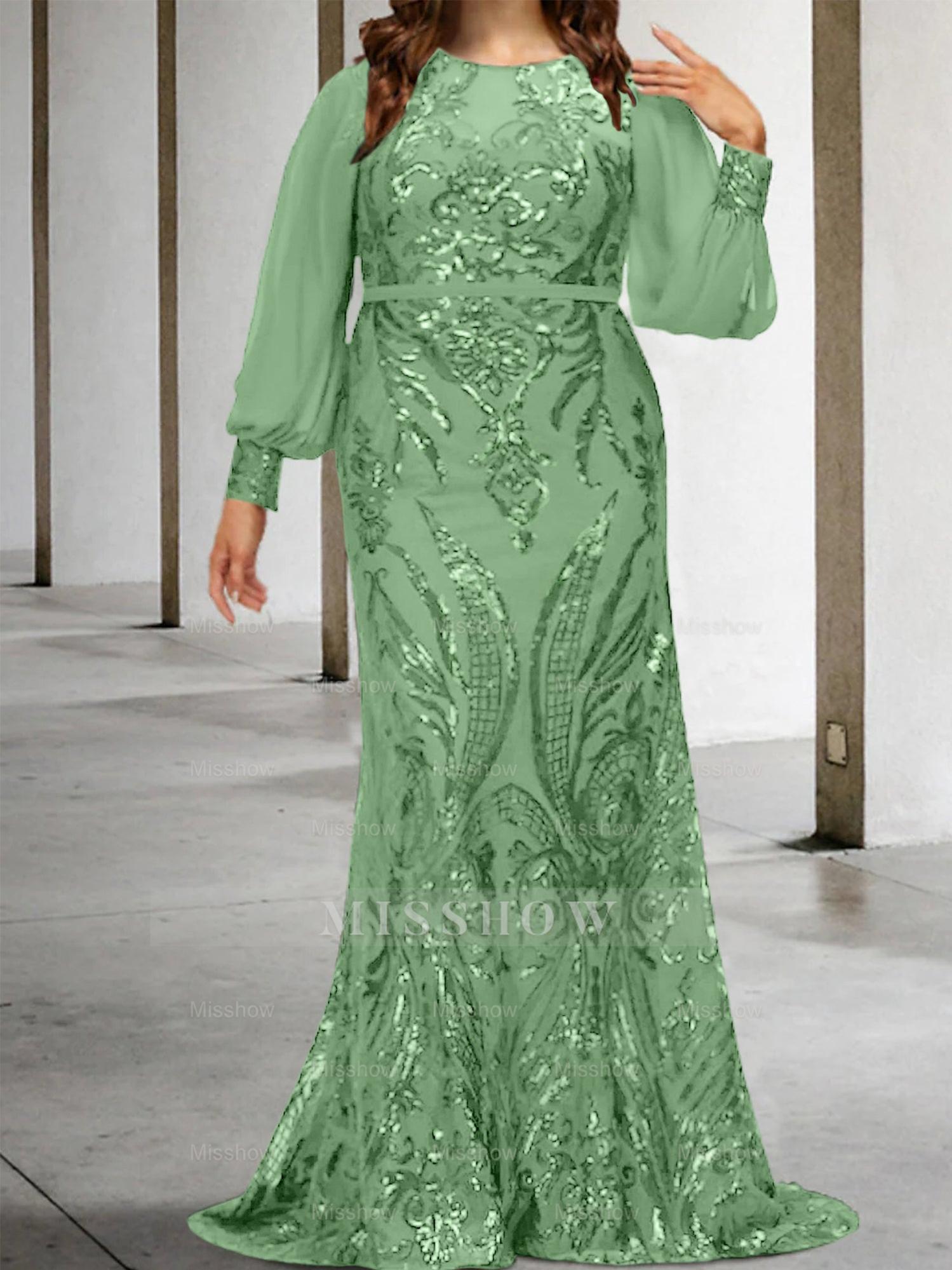 Sequined Mother of the Bride Sheath or Column Gowns