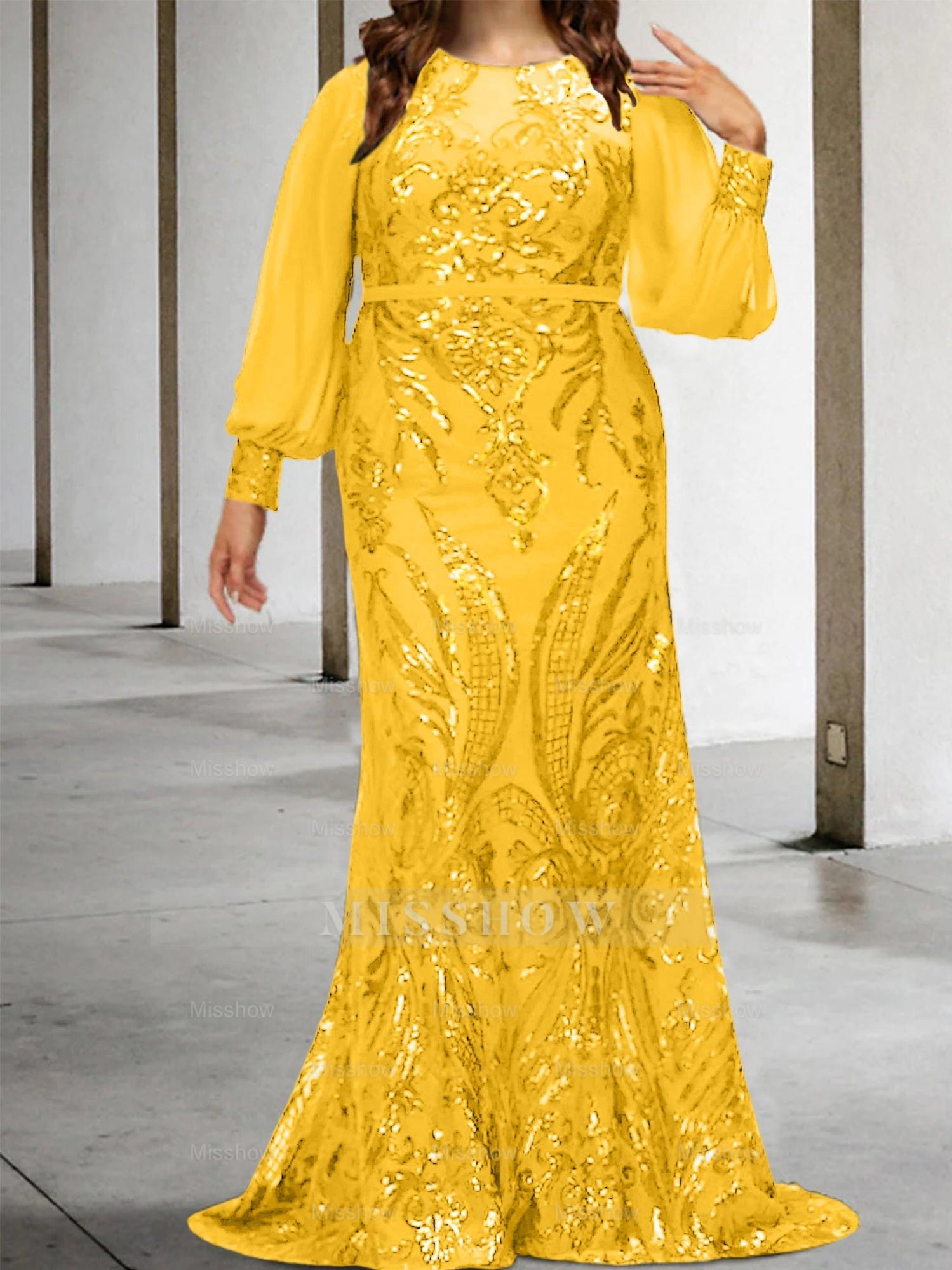 Sequined Mother of the Bride Sheath or Column Gowns