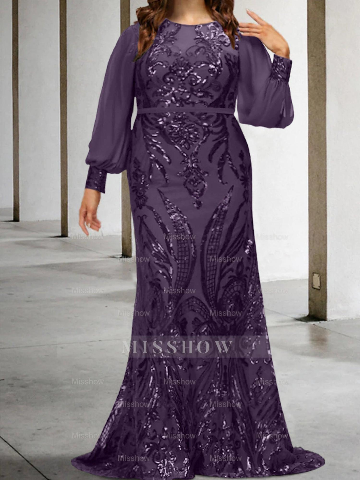 Sequined Mother of the Bride Sheath or Column Gowns
