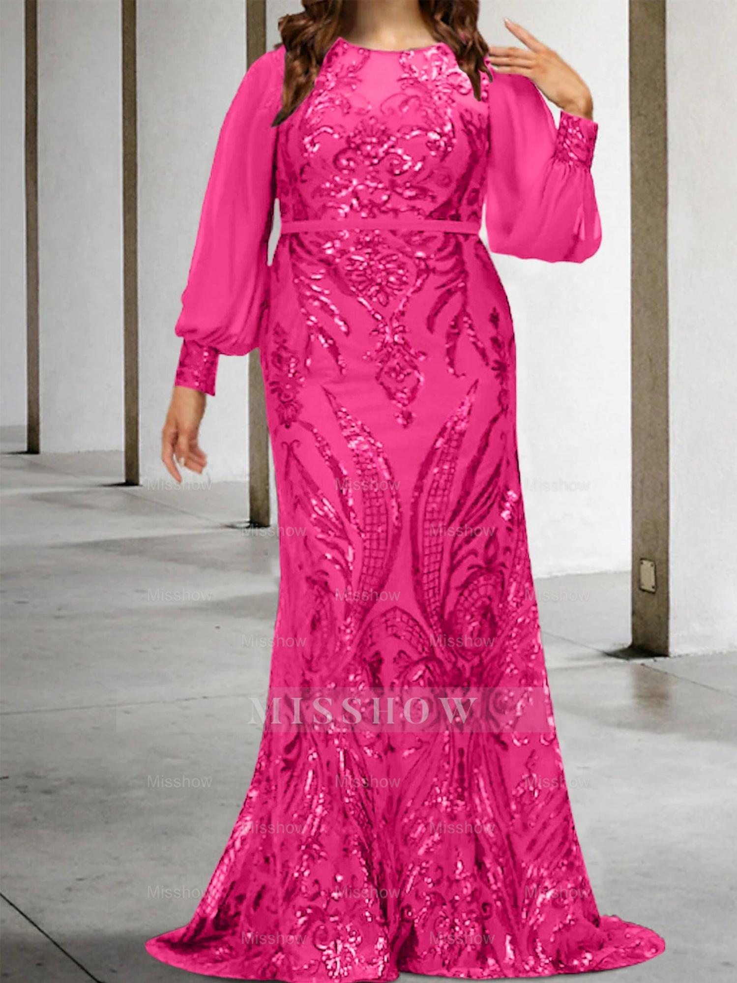 Sequined Mother of the Bride Sheath or Column Gowns