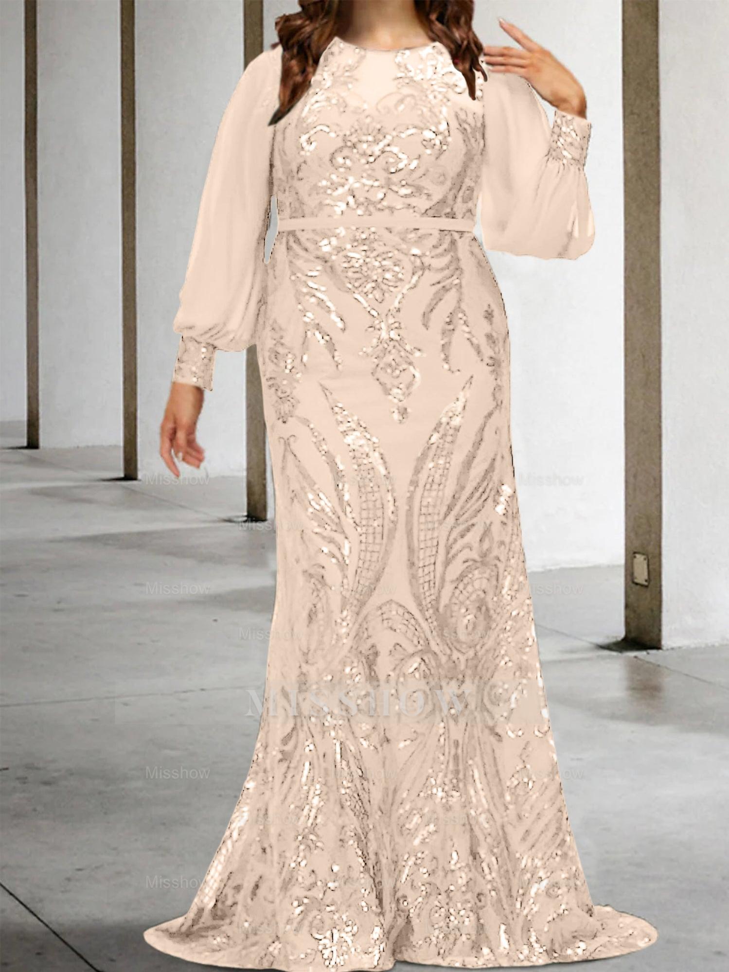 Sequined Mother of the Bride Sheath or Column Gowns