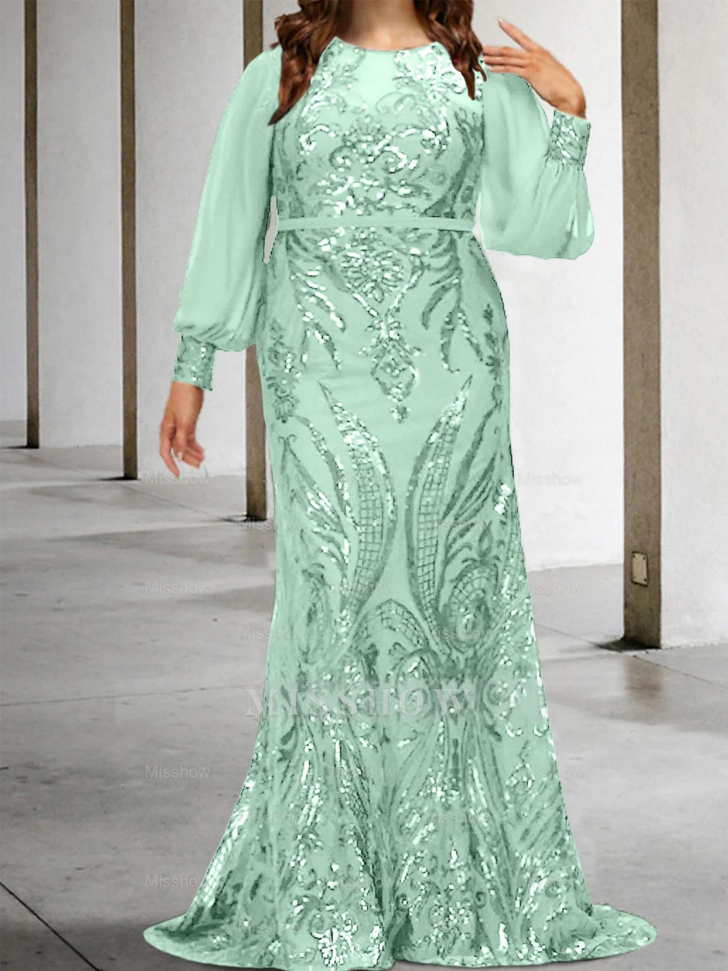 Sequined Mother of the Bride Sheath or Column Gowns