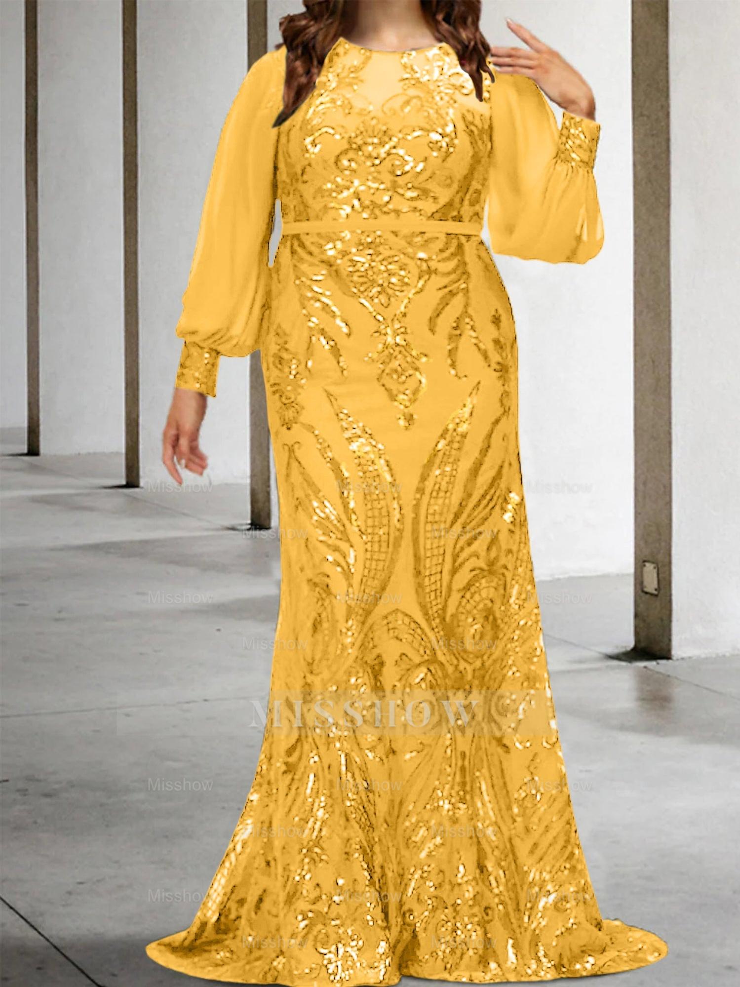 Sequined Mother of the Bride Sheath or Column Gowns