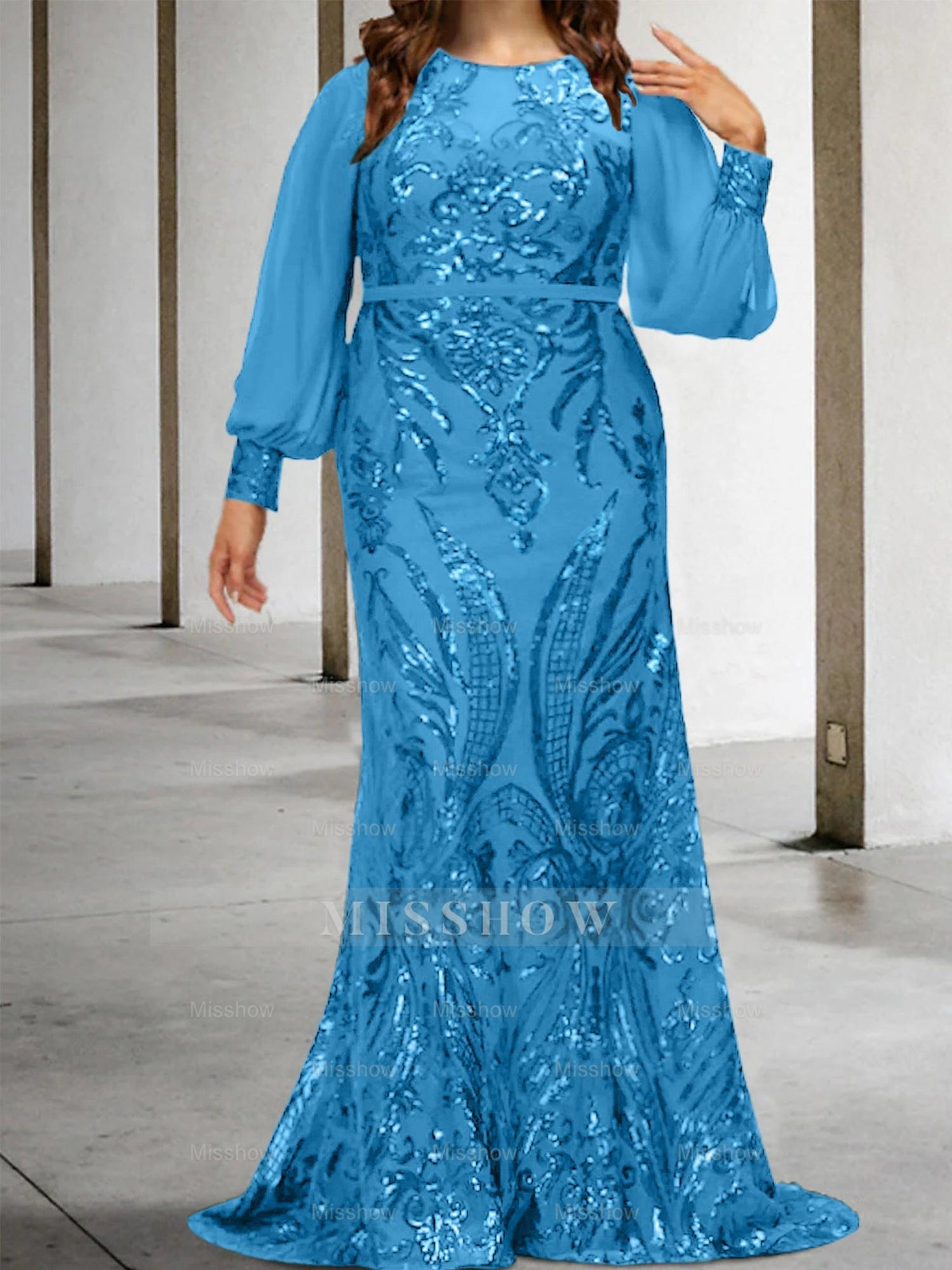 Sequined Mother of the Bride Sheath or Column Gowns