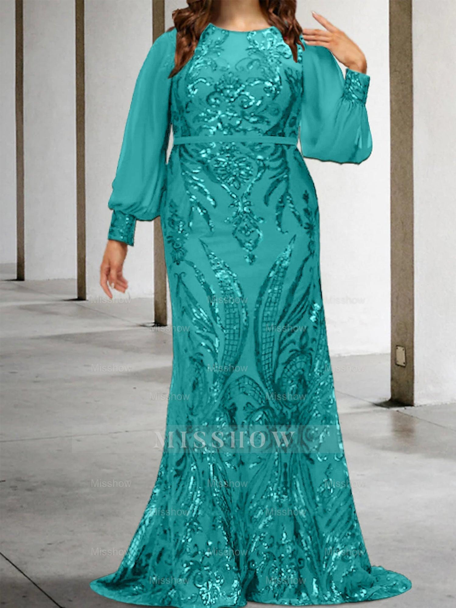 Sequined Mother of the Bride Sheath or Column Gowns
