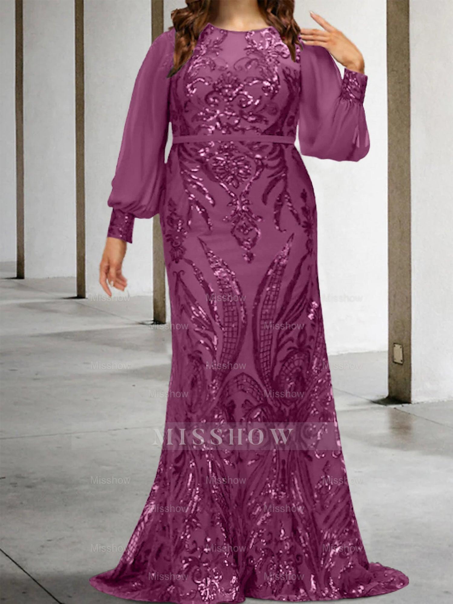 Sequined Mother of the Bride Sheath or Column Gowns
