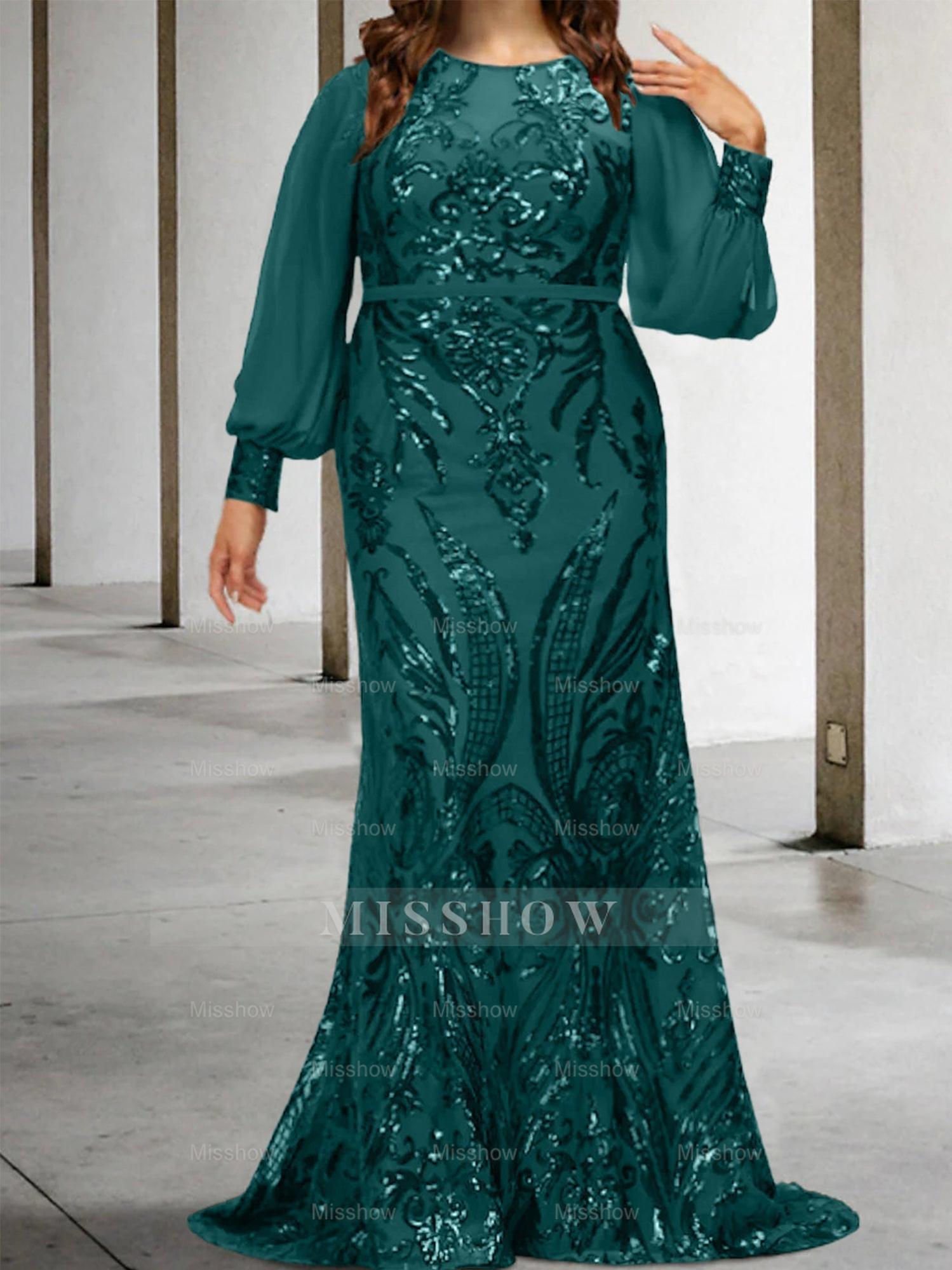 Sequined Mother of the Bride Sheath or Column Gowns