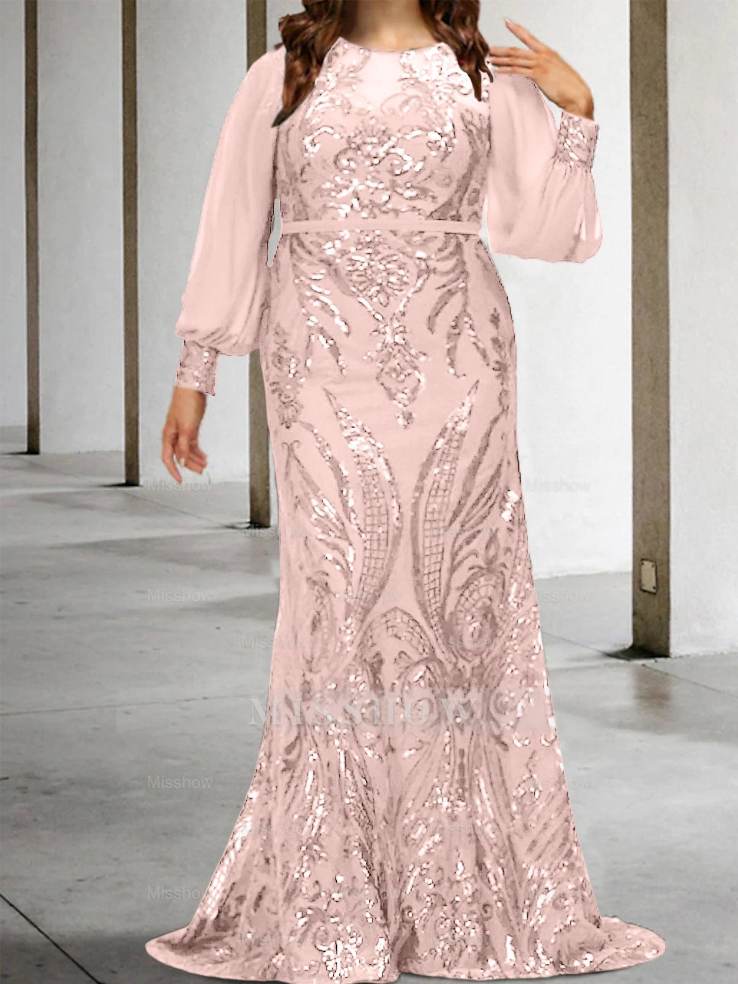 Sequined Mother of the Bride Sheath or Column Gowns