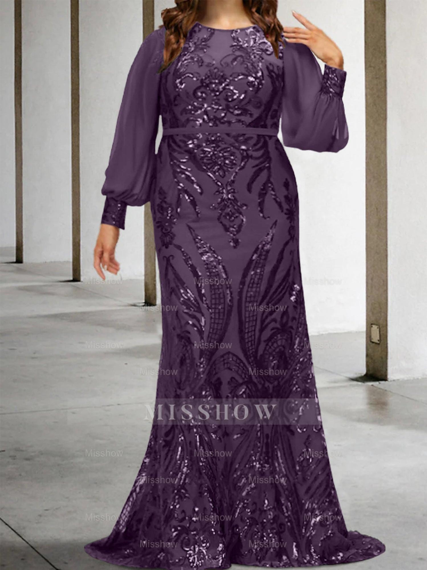 Sequined Mother of the Bride Sheath or Column Gowns