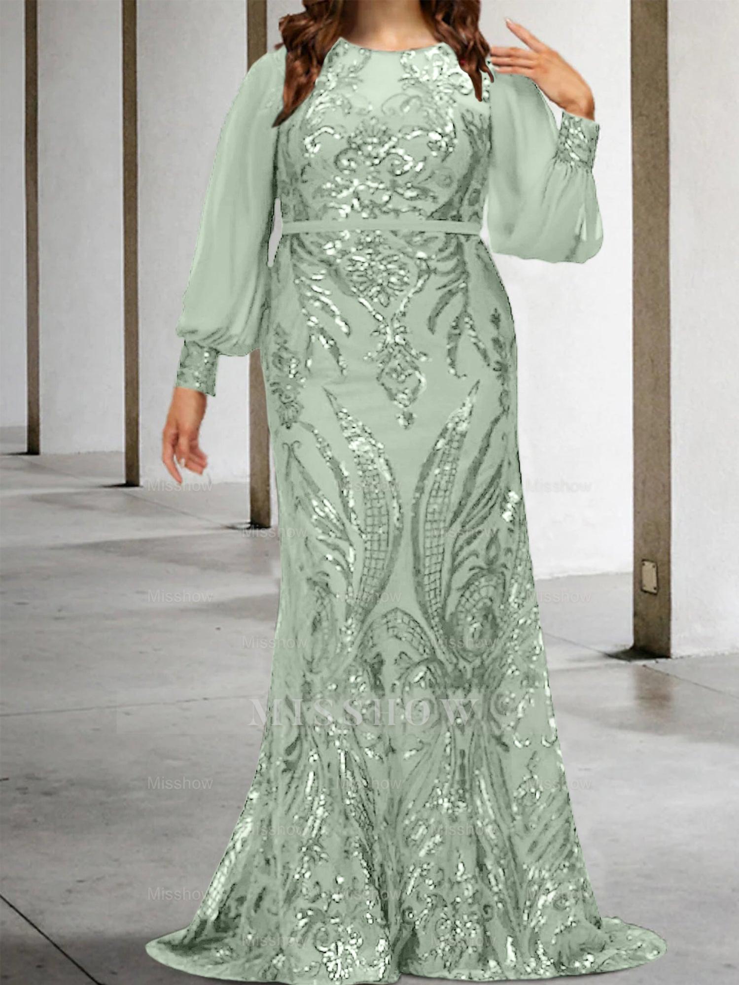 Sequined Mother of the Bride Sheath or Column Gowns