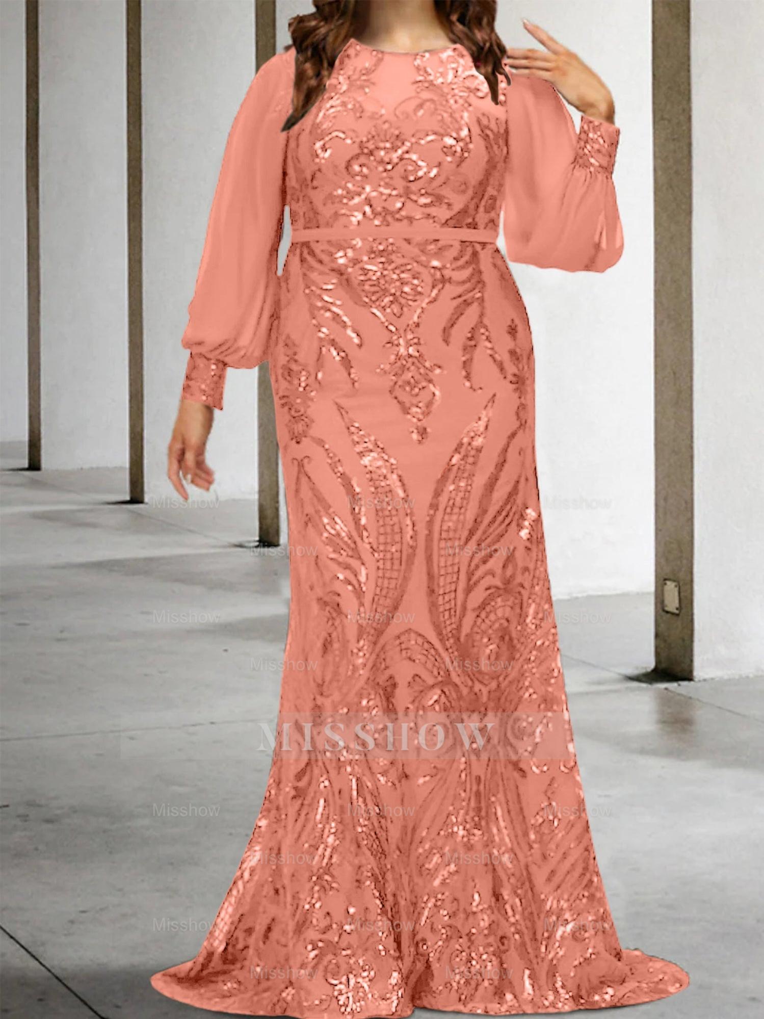 Sequined Mother of the Bride Sheath or Column Gowns