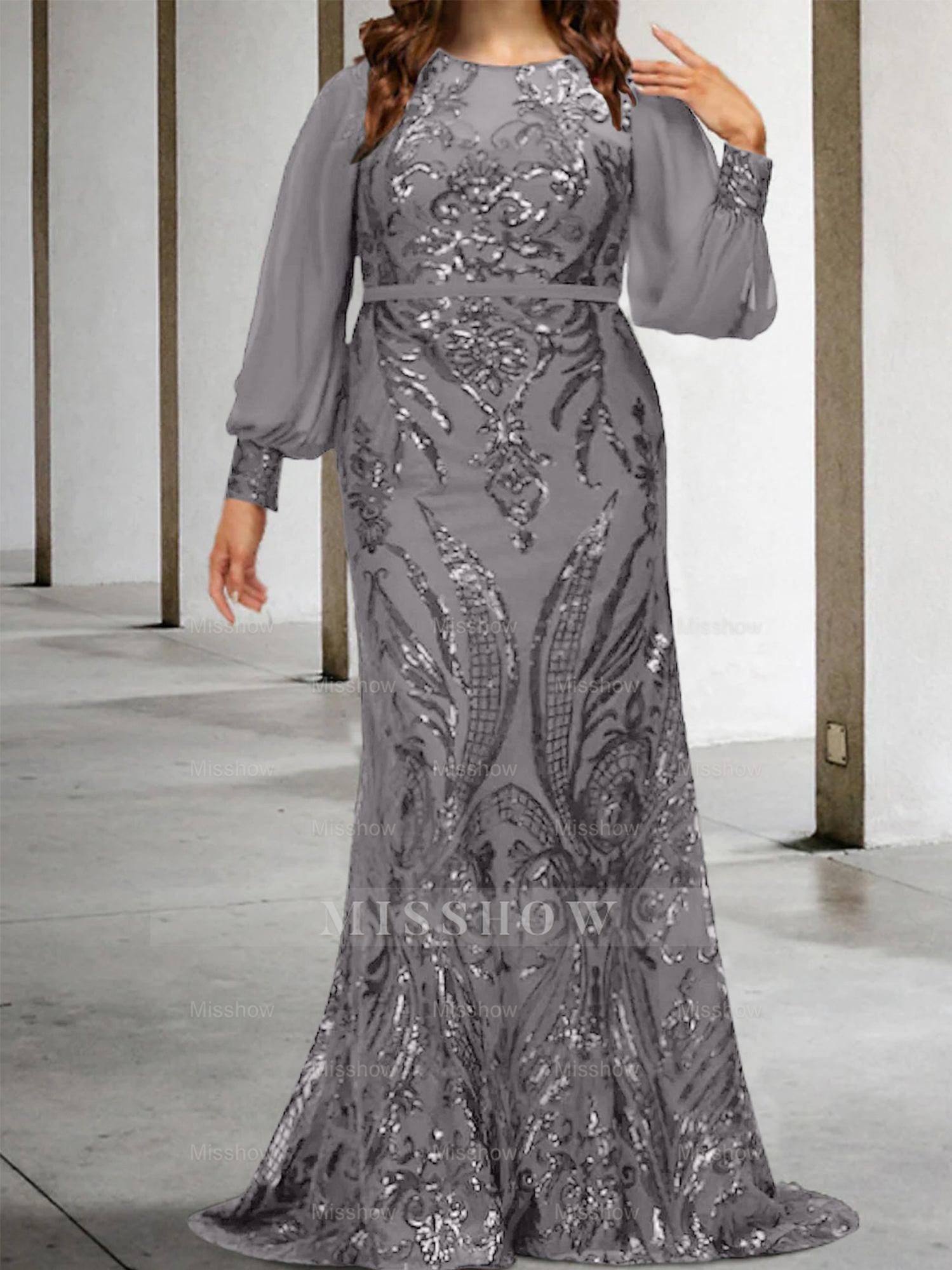 Sequined Mother of the Bride Sheath or Column Gowns