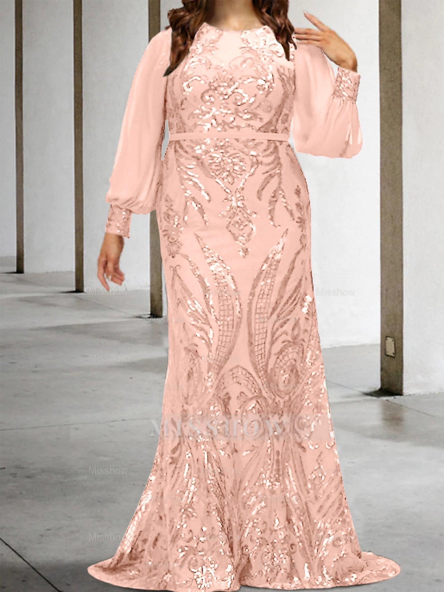 Sequined Mother of the Bride Sheath or Column Gowns