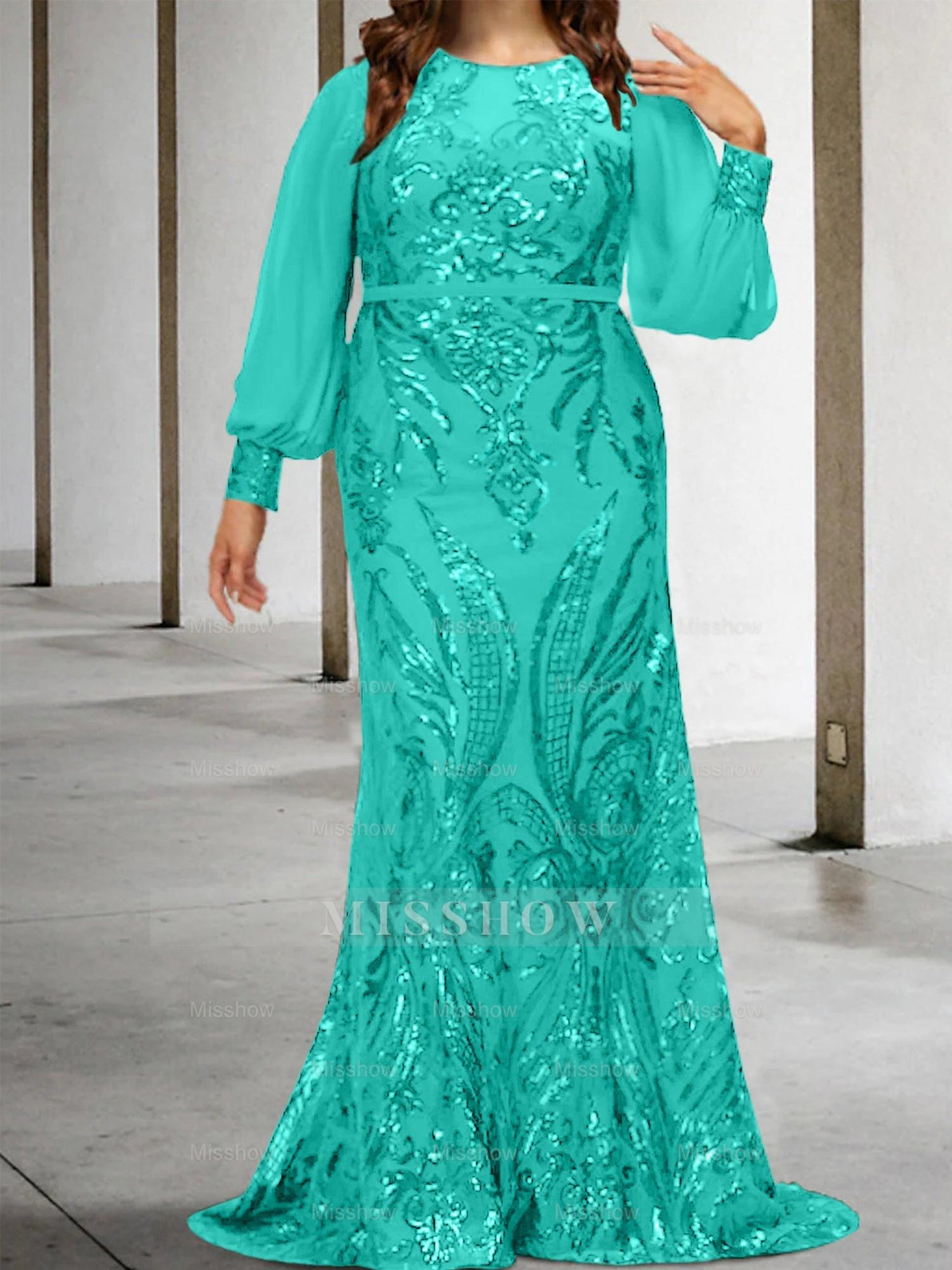 Sequined Mother of the Bride Sheath or Column Gowns
