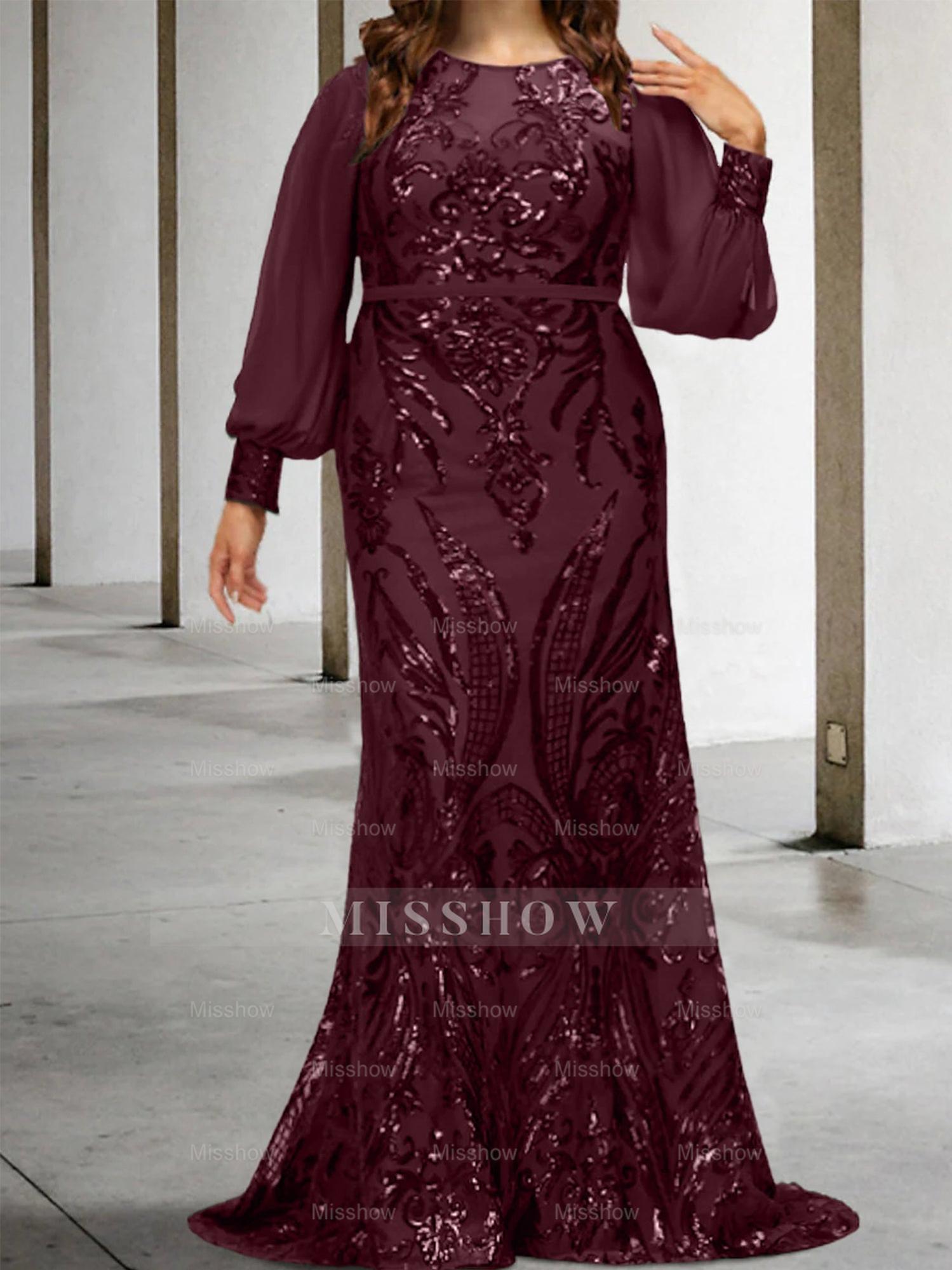 Sequined Mother of the Bride Sheath or Column Gowns