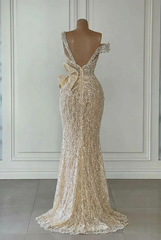 Sequins One Shoulder Sleeveless Long Mermaid Formal Dress With Split