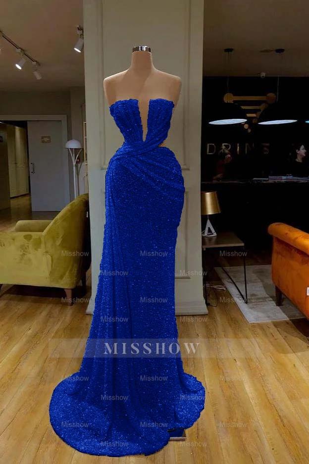 Sequins Sleeveless Gorgeous White Strapless Formal Dress With Pleated Online