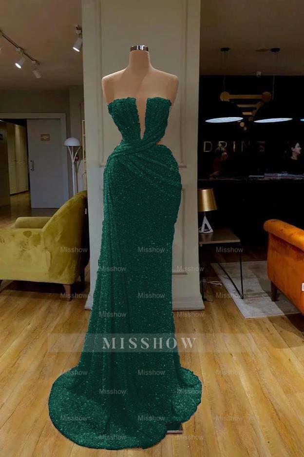 Sequins Sleeveless Gorgeous White Strapless Formal Dress With Pleated Online