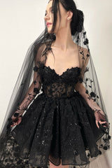 Sexy Black Ball Gown Sweetheart Lace Sleeveless Sequined Tulle Mini Prom Dresses With Appliques