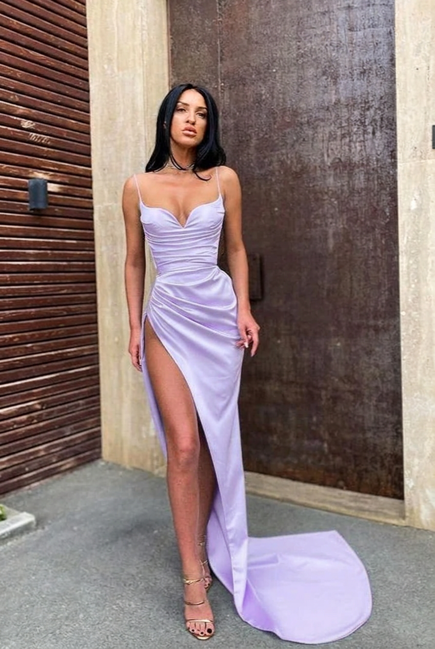 Lavender sweetheart split-front mermaid prom dress