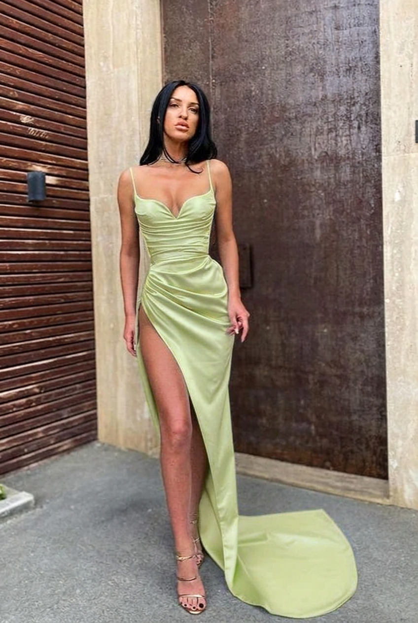 Sage sweetheart split-front mermaid prom dress
