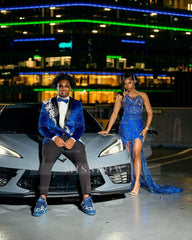 Sexy Long Royal Blue Sweetheart Sleeveless Mermaid Prom dress with Beadings and Slit