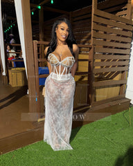 Sexy Long White Sweetheart Sleeveless Mermaid Prom Dress with Beads and Appliques