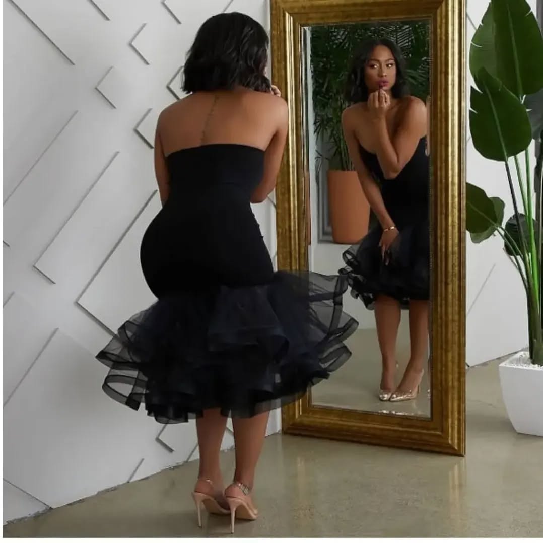 Sexy White Strapless Backless Mermaid Organza Sleeveless Bodycon Evening Dress