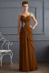 Chocolate sweetheart beaded column prom dress