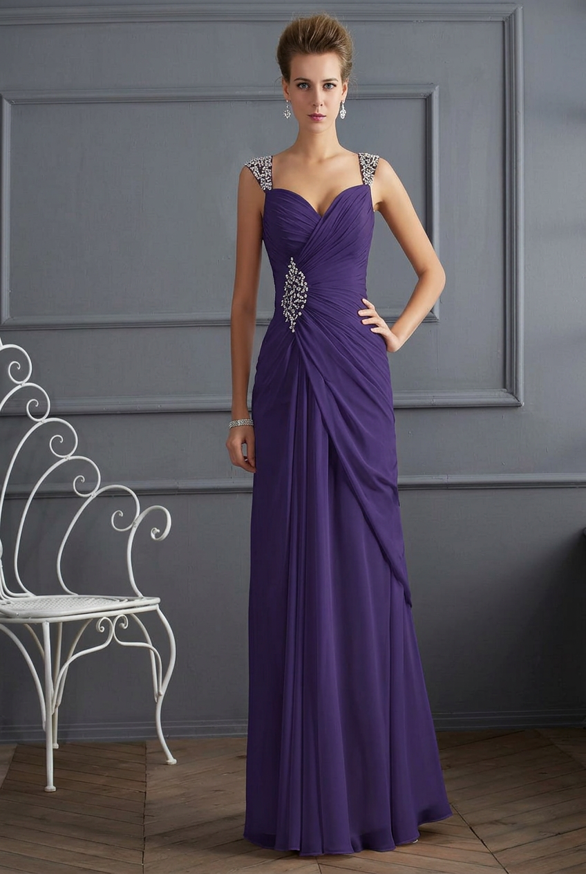 Regency sweetheart beaded column prom dress