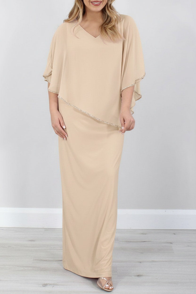 Sheath/Column 3/4 Length Sleeves Floor-Length Mother of the Bride Dresses