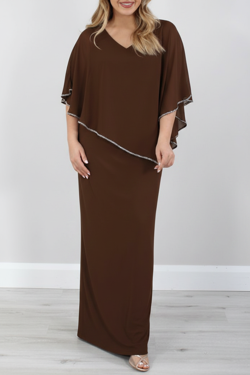Sheath/Column 3/4 Length Sleeves Floor-Length Mother of the Bride Dresses