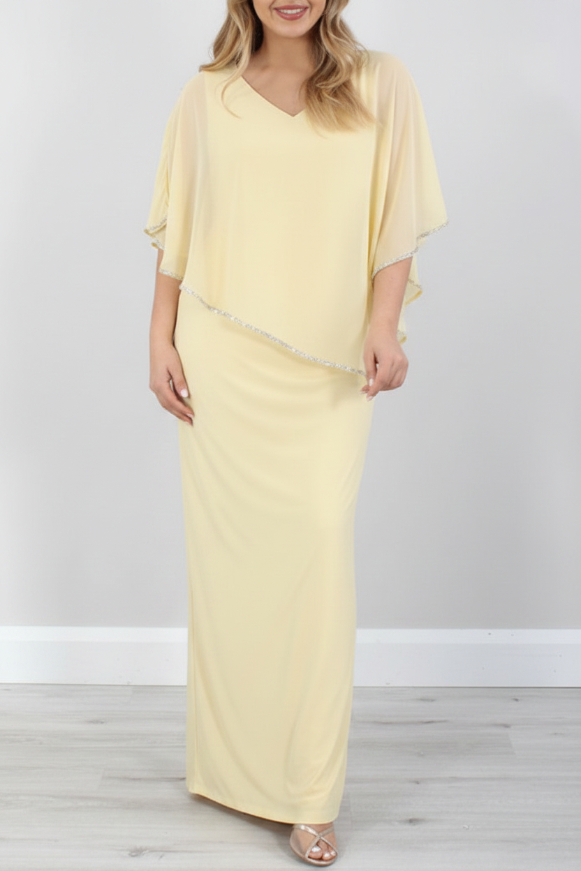 Sheath/Column 3/4 Length Sleeves Floor-Length Mother of the Bride Dresses