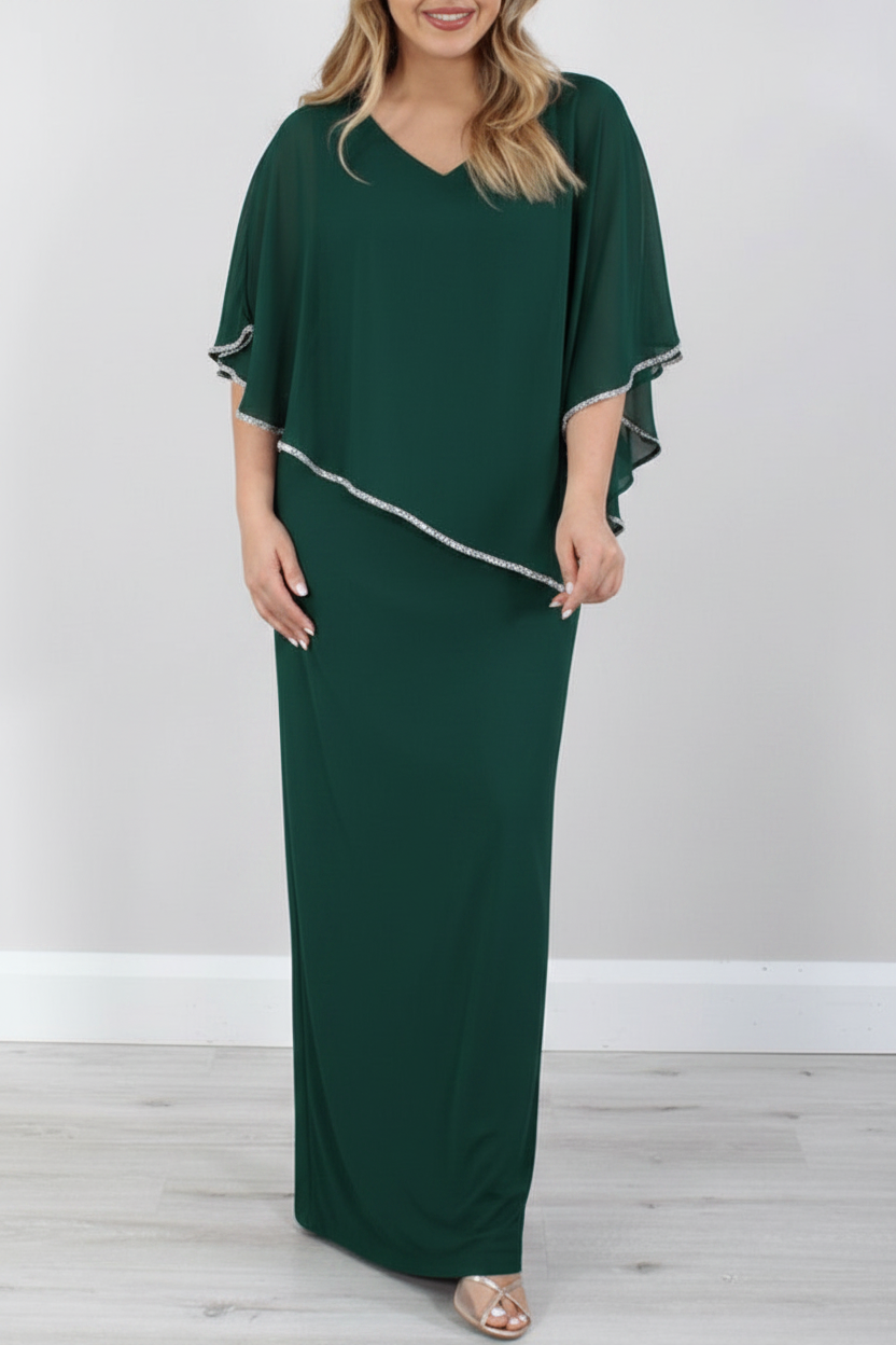Sheath/Column 3/4 Length Sleeves Floor-Length Mother of the Bride Dresses